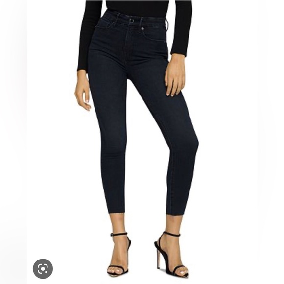 Good American Good Waist raw hem cropped jean - Picture 2 of 6